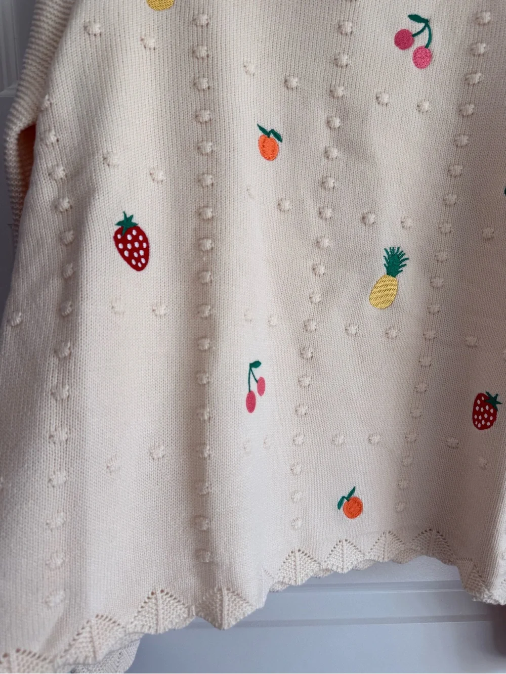 Easel Embroidered Fruit Sweater Size M NWT